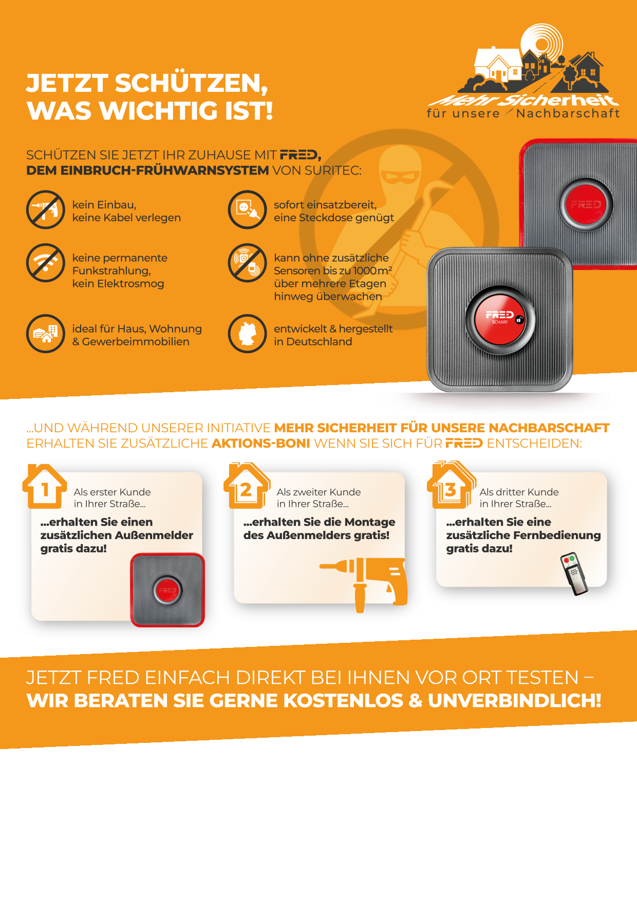 Modernes Haus mit installiertem Einbruch-Frühwarnsystem FR.ED von Suritecfür mehr Sicherheit
